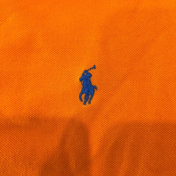 RALPH LAUREN POLO Pique Polo Classic Fit US M Tangerine Orange - Picture 7 of 9